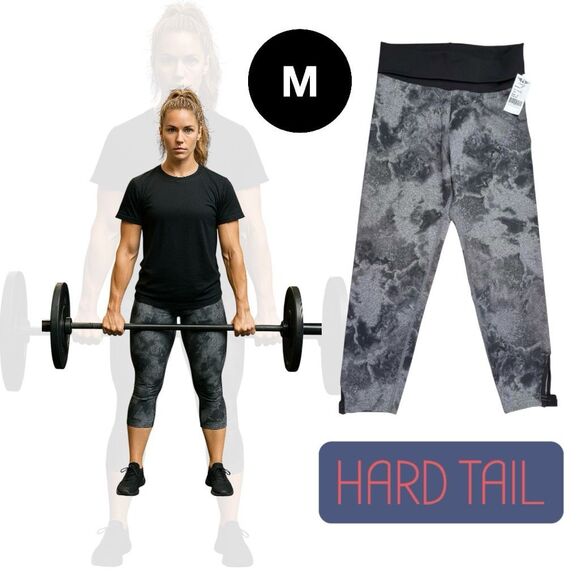 Hard Tail Capri Leggings Women's Medium Gray Pull-On Yoga High Rise Tie Dye NWT - Picture 1 of 7